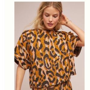 Anthropologie Leopard Structured Top - Size Small